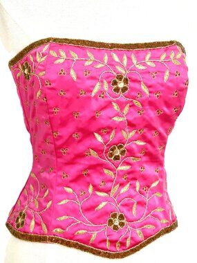 JASDEE Vintage Bustier Corset Hand Work Gotta Embroidery On Satin Style F3156